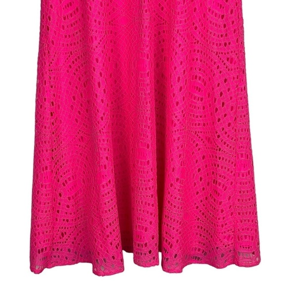 LILLY PULITZER QUINN KNOTTY LACE KIR ROYAL PINK HALTER TRAPEZE SWING MIINI DRESS - Picture 5 of 13